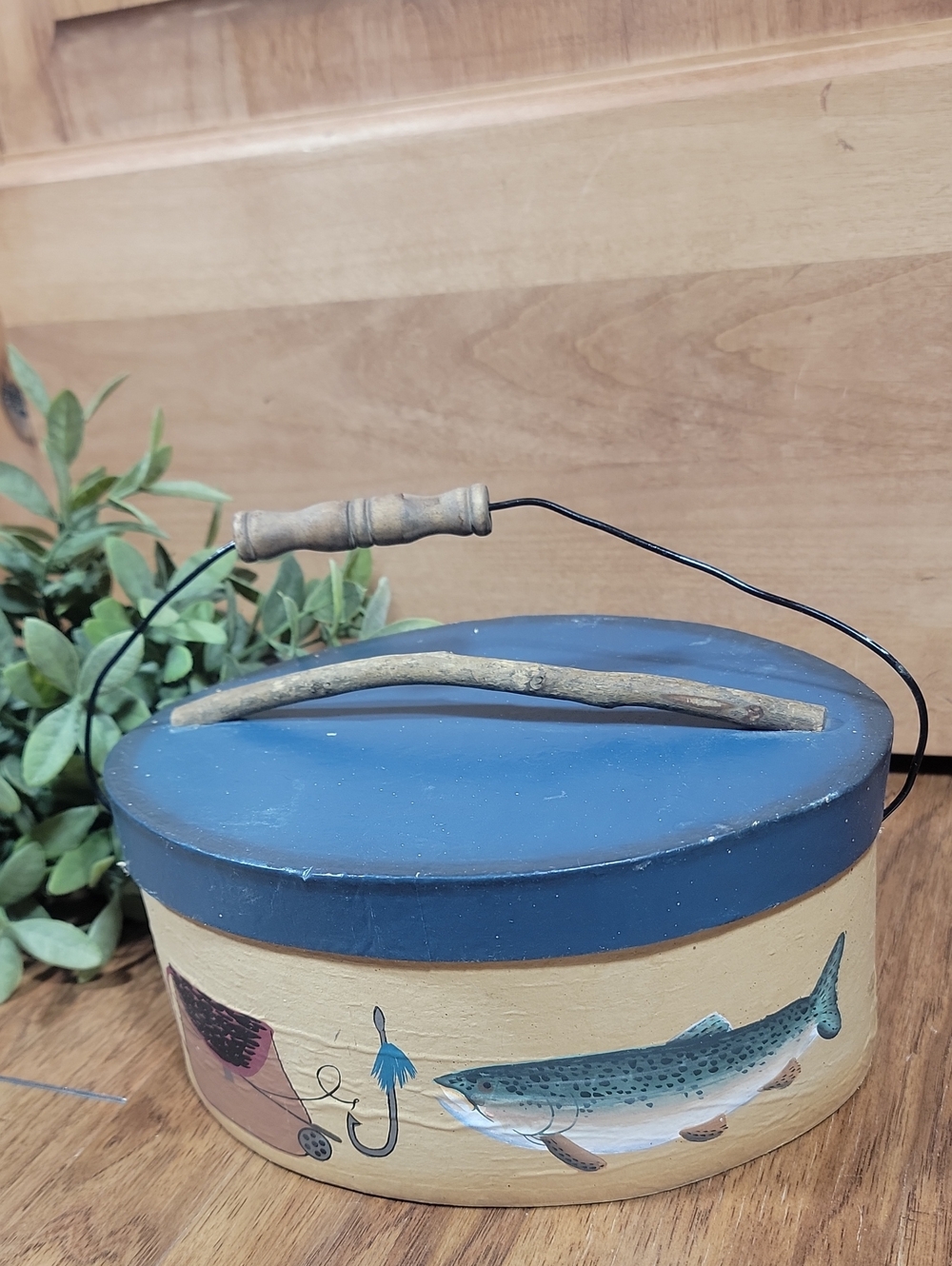 Hand-Painted Fisherman Paper Mache Box